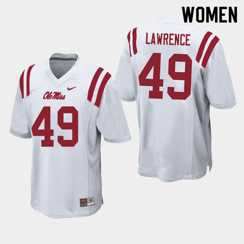 Women #49 Jared Lawrence Ole Miss Rebels College Football Jerseys Sale-White